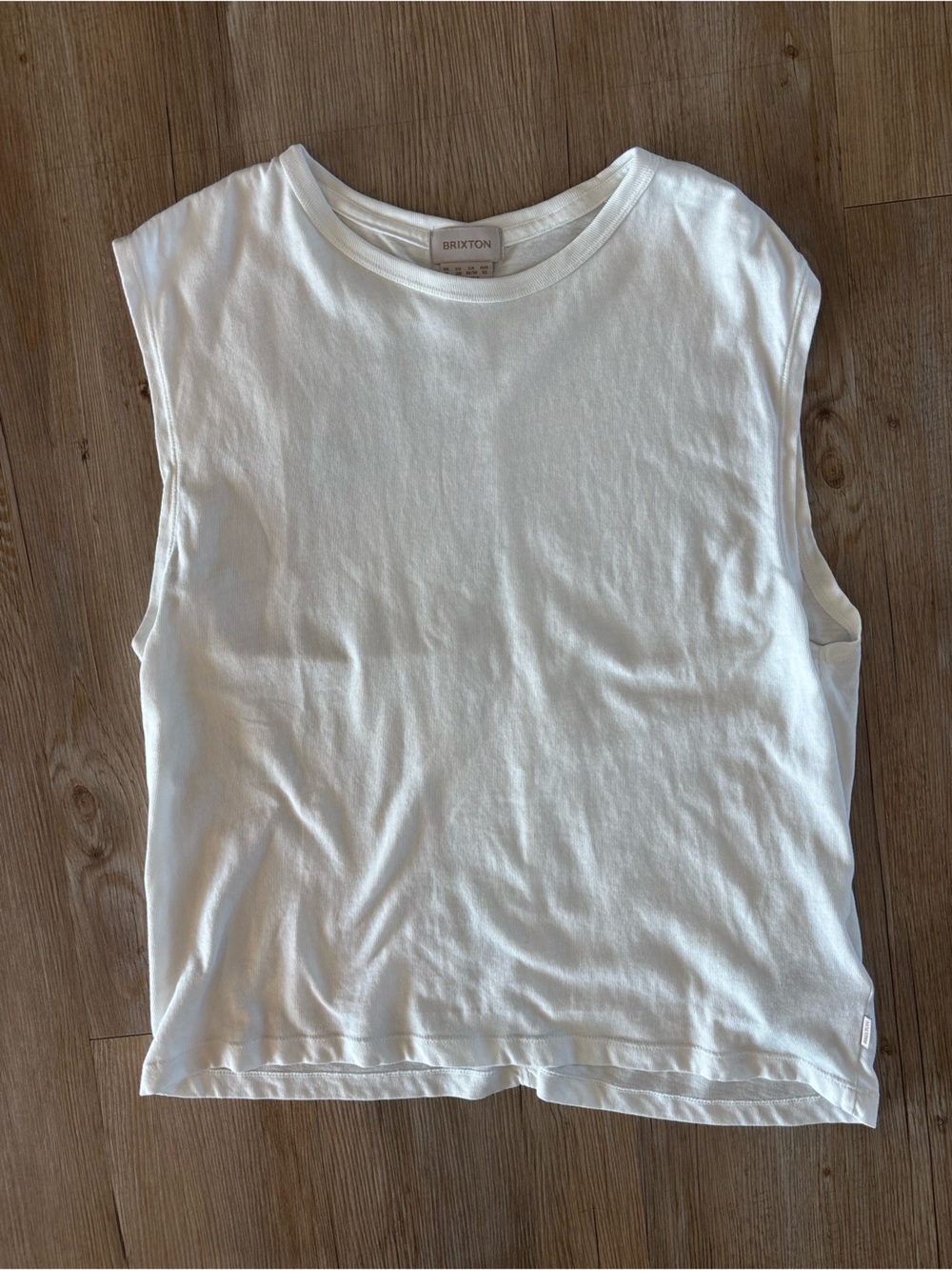 Brixton White Ribbed Cap-Sleeve Tee